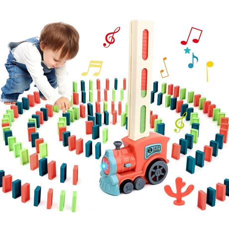 Tren Dominó Juego de Bloques Fichas 120 Pzas c/Sonidos y Luz Rosa