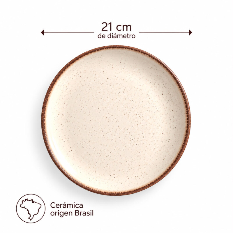 Juego de 6 Platos de Postre de Cerámica Alleanza 21cm Vainilla Juego de 6 Platos de Postre de Cerámica Alleanza 21cm Vainilla