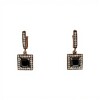Caravanas Cuadrado Vintage-Plata rodinada 925 con micra de oro 18k-Piedra Ónix y Zirconia-CA2043 conpiedra