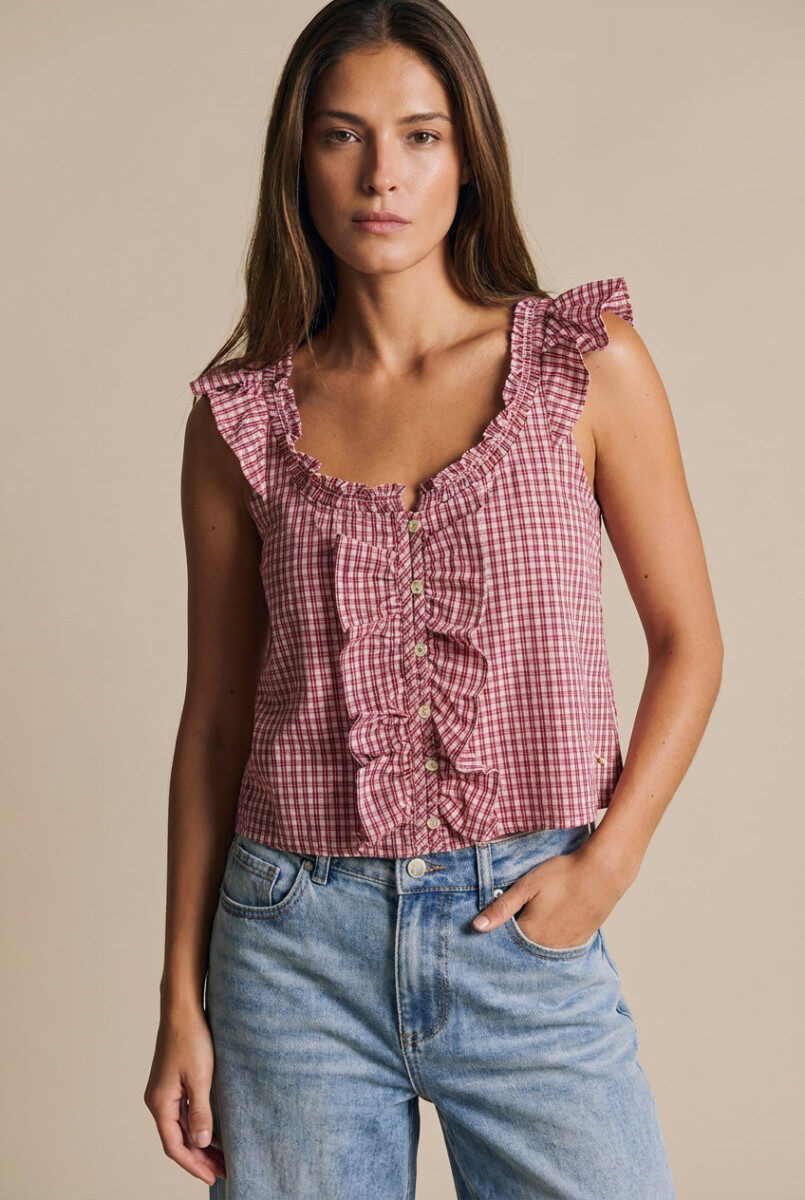 Blusa Gingham - Rosa 