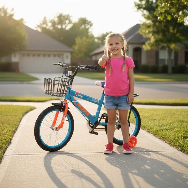 Bicicleta Infantil XMZ Rodado16 Canasto Parrilla Guardabarro Verde 1