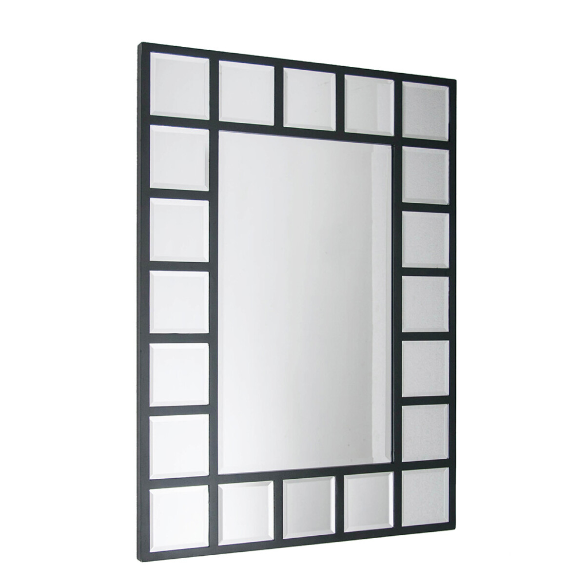 ESPEJO MADERA BORDE CUADRICULADO 61x85CM NEGRO 