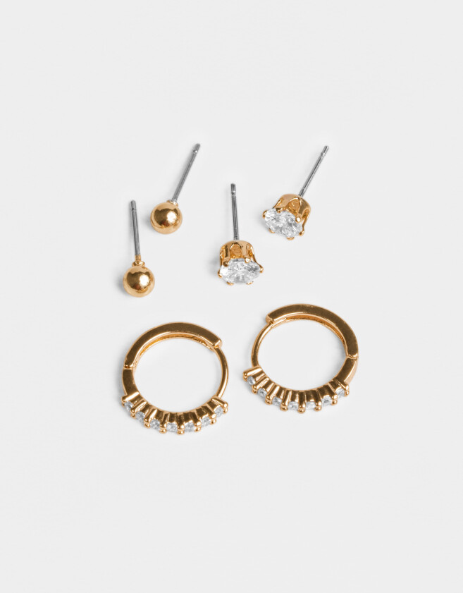 Aros Sets Con cubic zirconia Set De Aros Bañados En Oro Con Cubic Zirconia - Dorado
