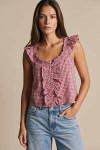 Blusa Gingham Rosa