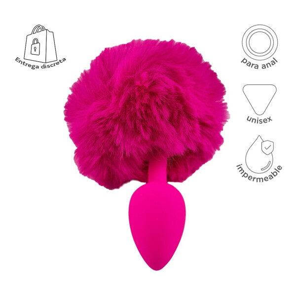 Plug Anal Pompón Conejita Consolador Estimulador Talle S Variante Color Fucsia