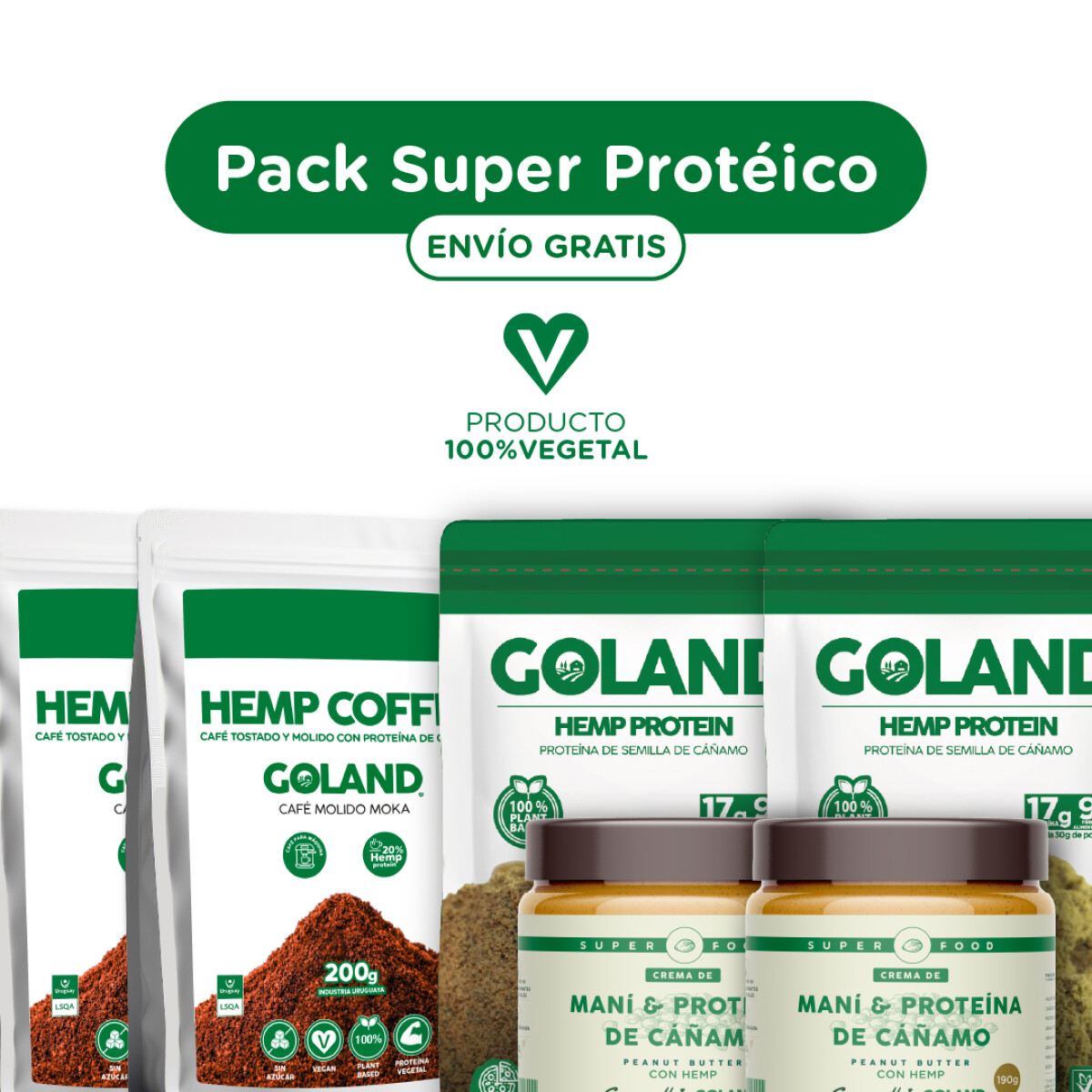 PACK SUPER PROTEICO | 2 Hemp Coffee 200G + 2 Hemp Protein 250G + 2 Cremas de Maní con Proteína 190G | ENVÍO GRATIS 