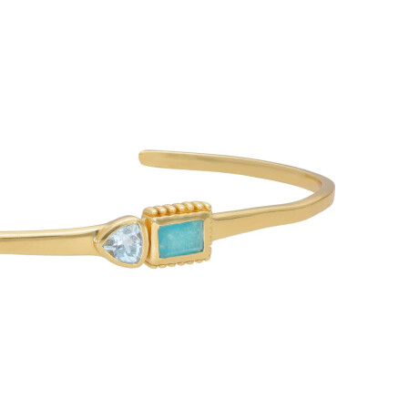 Pulsera Karvik Topacio azul/jade verde Plata 925 bañada de oro 18k 0