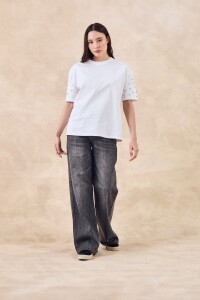 Remerón Algodón Brillo Mangas Blanco