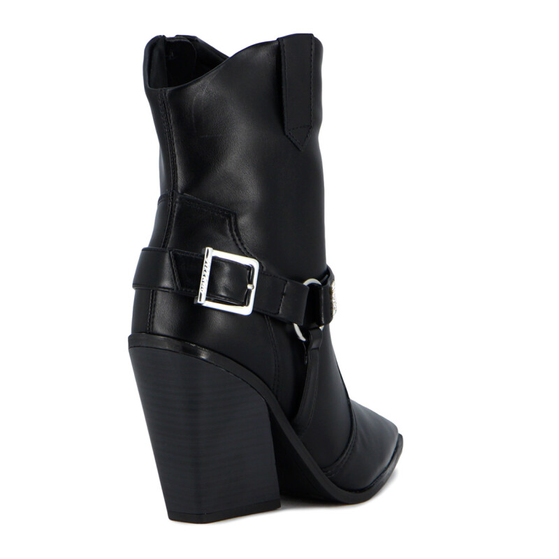 Vizzano Bota Tejana C/ Aplique Y Hebilla Taco Cuadrado Negro