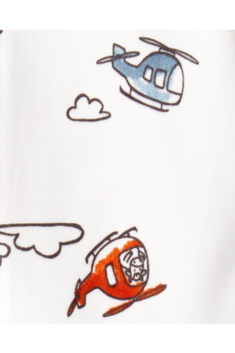 Pijama una pieza de micropolar, con pie, diseño helicópteros Sin color