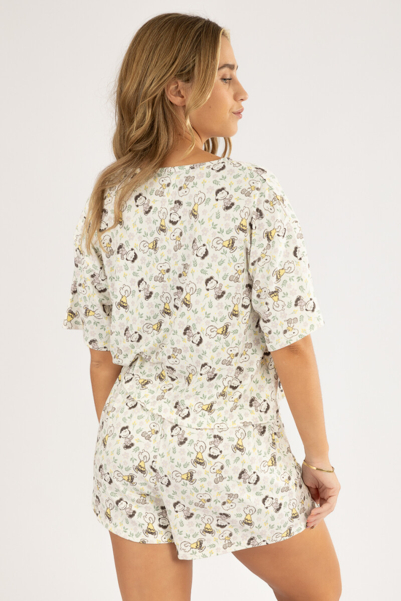 Pijama snoopy flowers Blanco