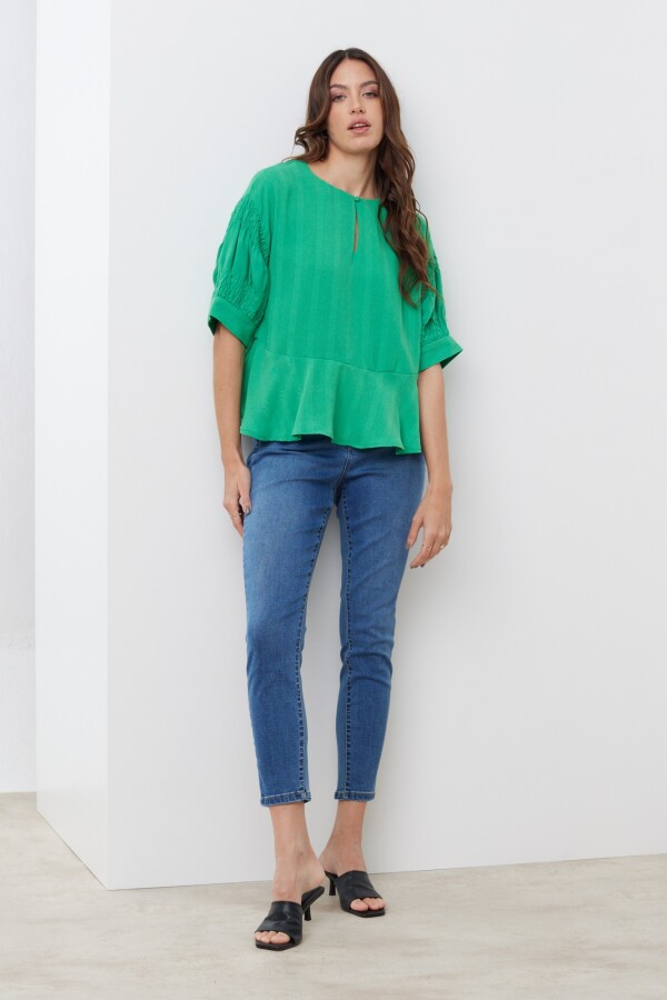 Blusa Manga Frunces VERDE