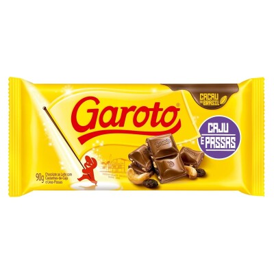 Chocolate Garoto Tabletas Jumbo Castañas y Pasas 90 GR Chocolate Garoto Tabletas Jumbo Castañas y Pasas 90 GR