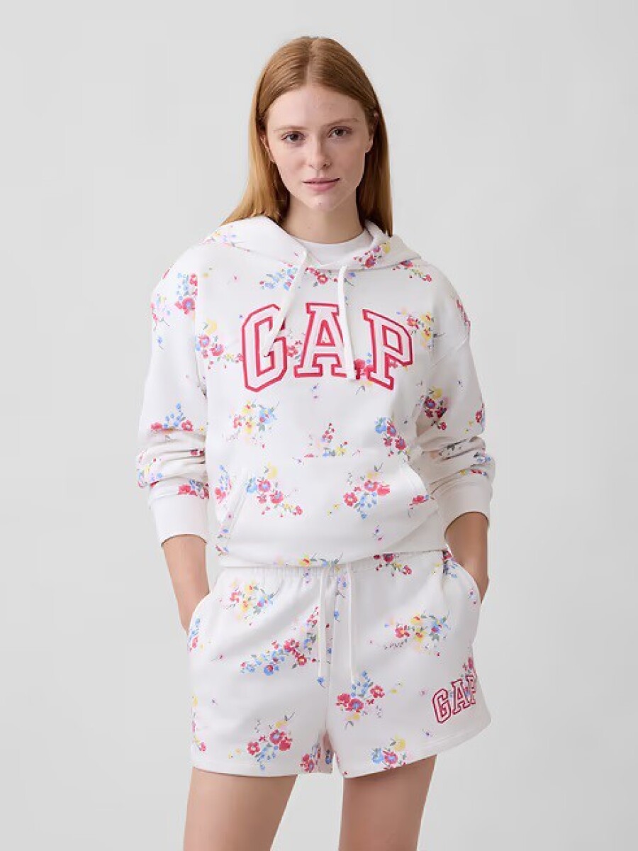 Buzo Canguro Logo Gap Mujer - White Multi Floral 