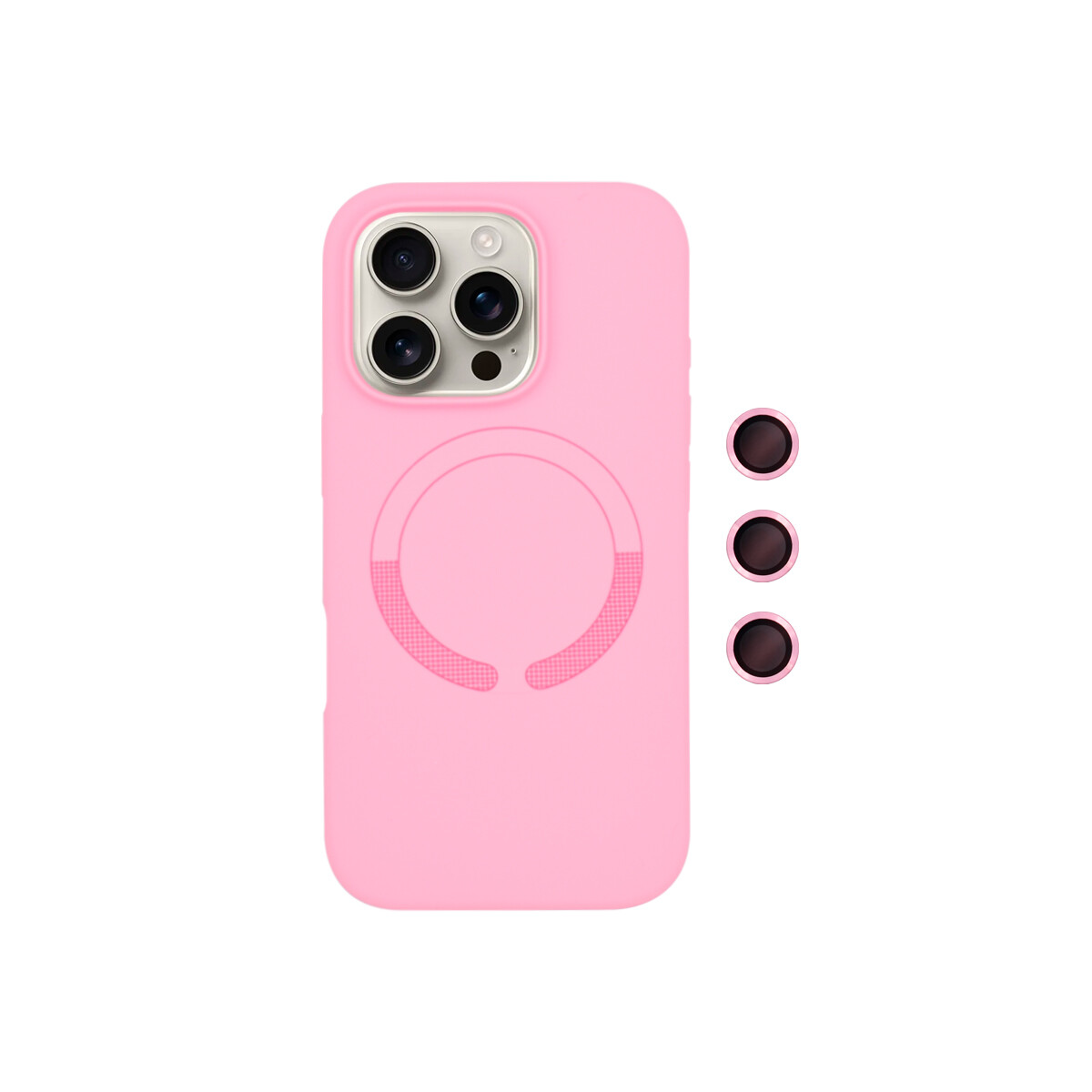 Protector para iPhone 16 Pro MagSafe protector cámara rosa 