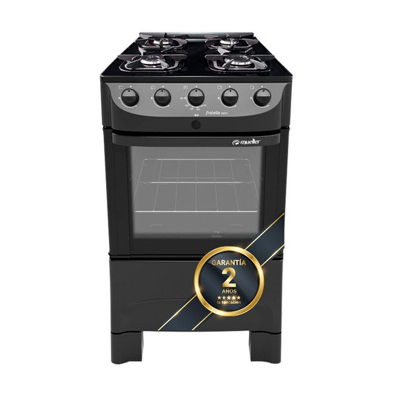 Cocina Mueller Vetro Fratello 4b Color Negro Mate Con Puerta Con Visor 220v Cocina Mueller Vetro Fratello 4b Color Negro Mate Con Puerta Con Visor 220v