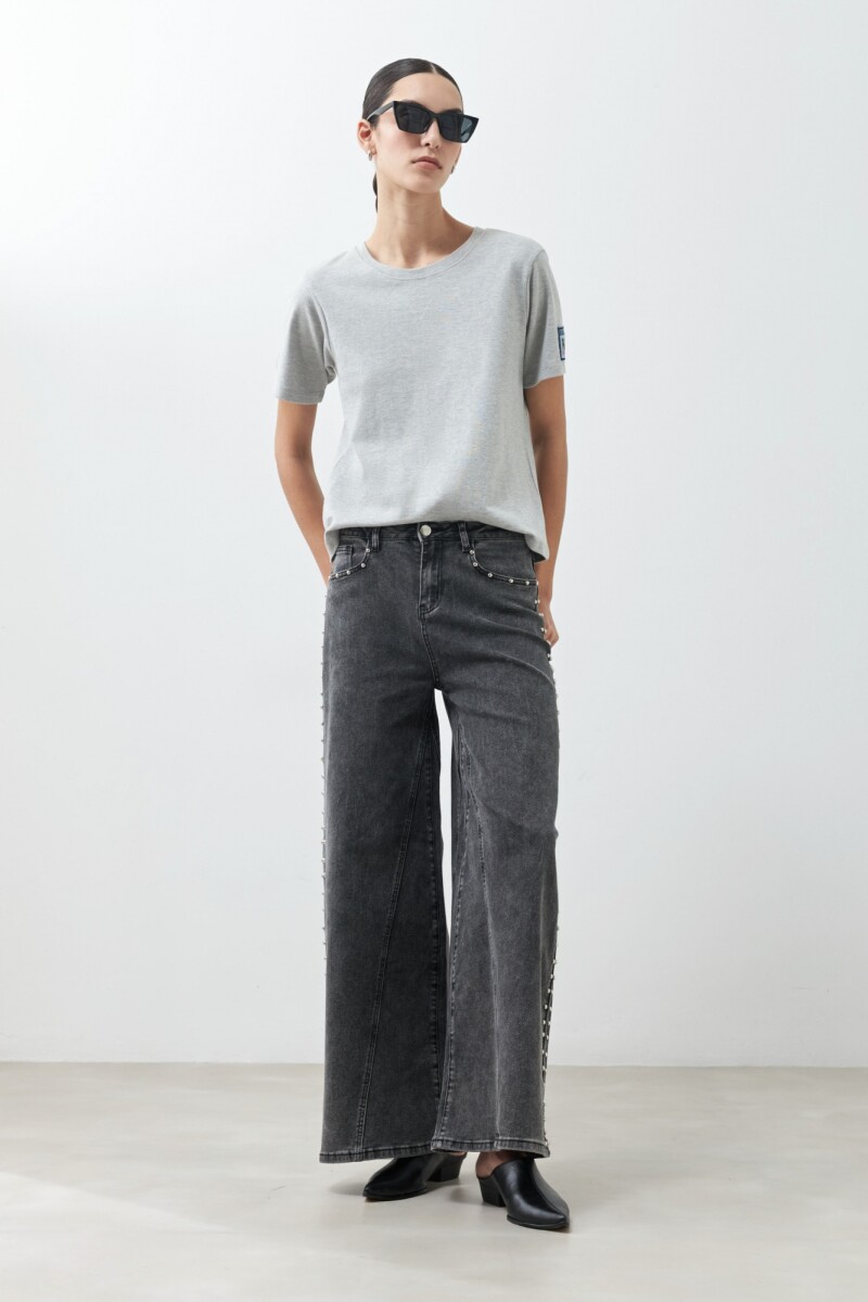 Remera manga corta gris melange