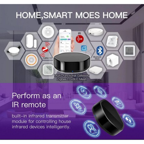 Gateway Moes Mhub-yr-w-ir Zigbee Bt Ir Tuya Hub 001