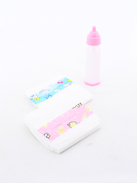 ACCESORIOS BEBE PAÑAL Y MAMADERA ROSADO