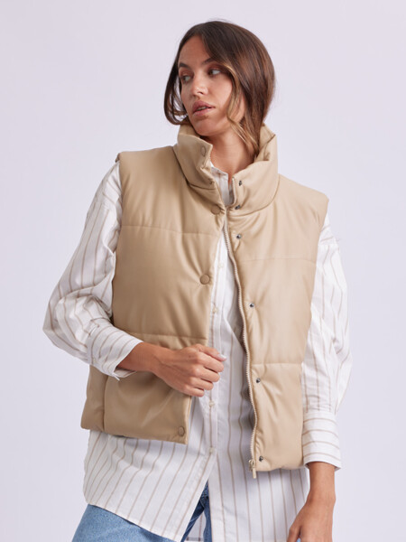 Chaleco pu Beige