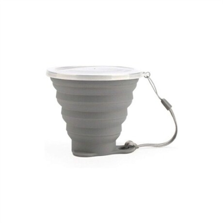 Vaso de silicona plegable con tapa Gris