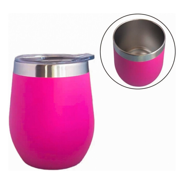 Set Termo 1L Goldtech Mate Con Tapa 230 ML Acero Inoxidable Variante Color Fucsia