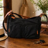 Bandolera Morral de Dama en Tela Impermeable Negro c/Suela