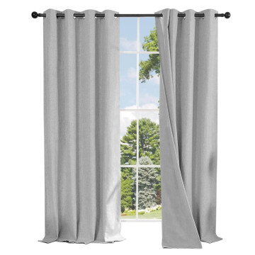 Cortina 80% Blackout 2 Paños 140x220 Textura Lino Doble Faz Variante Color Gris