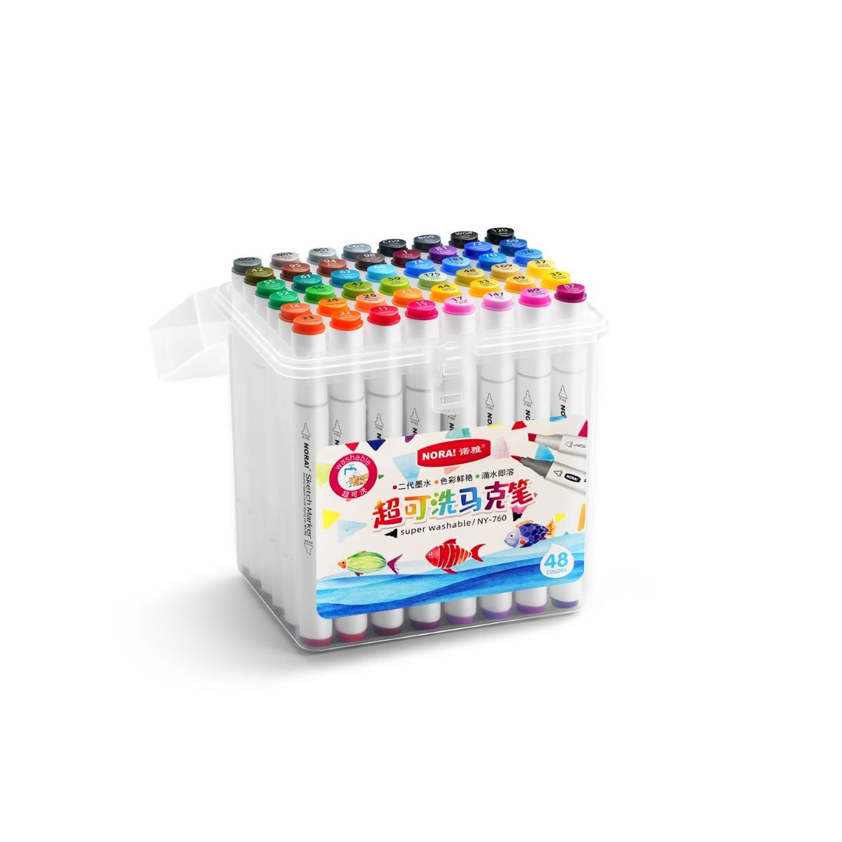 Marcadores lavables doble punta en caja x48 