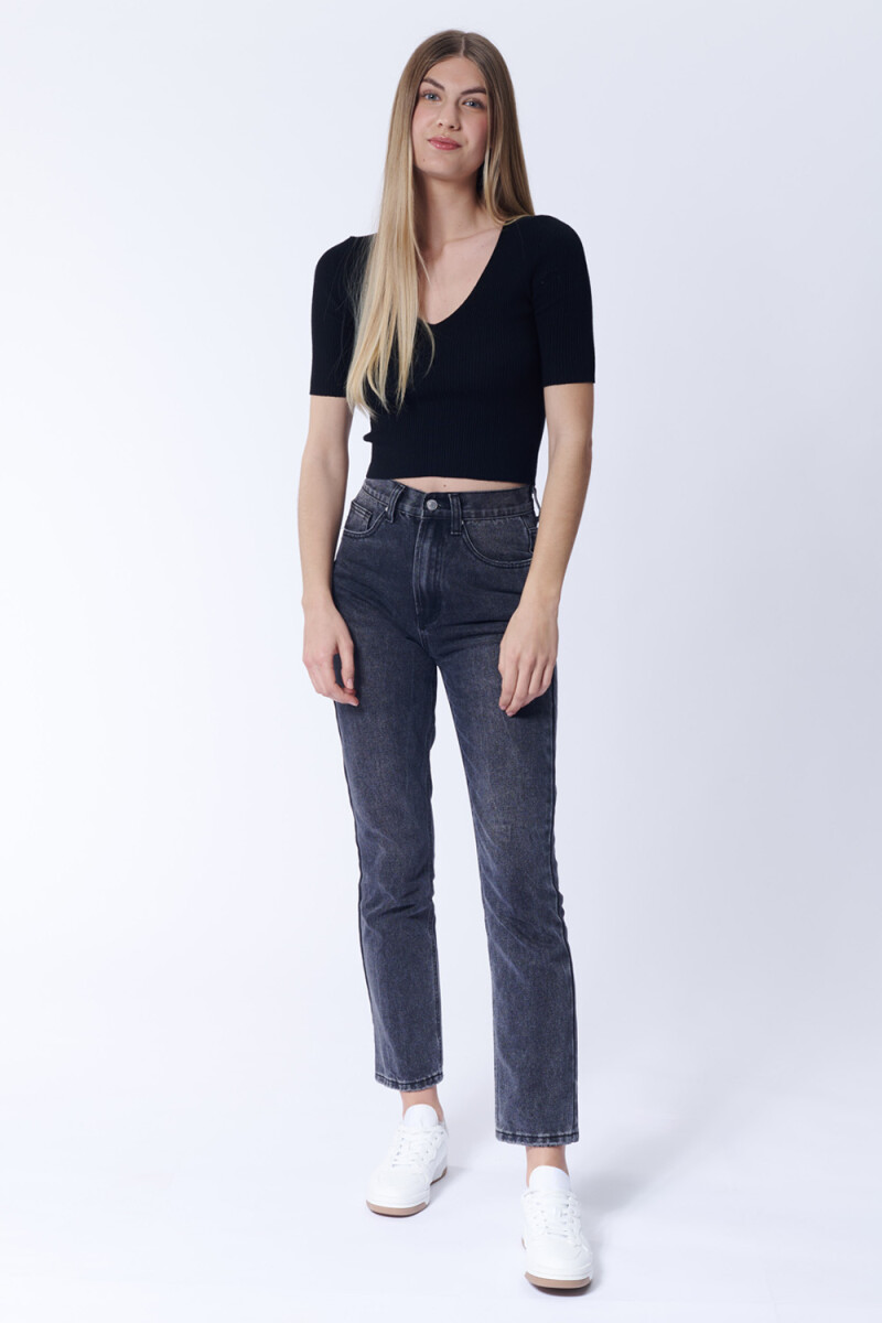 Remera Punto Rib Negro
