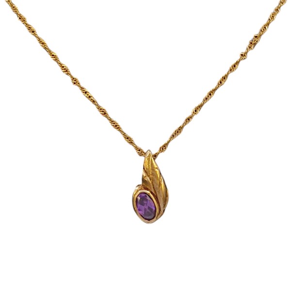 Dije Vintage-Oro bajo-Piedra Amatista-CP8551 conpiedra
