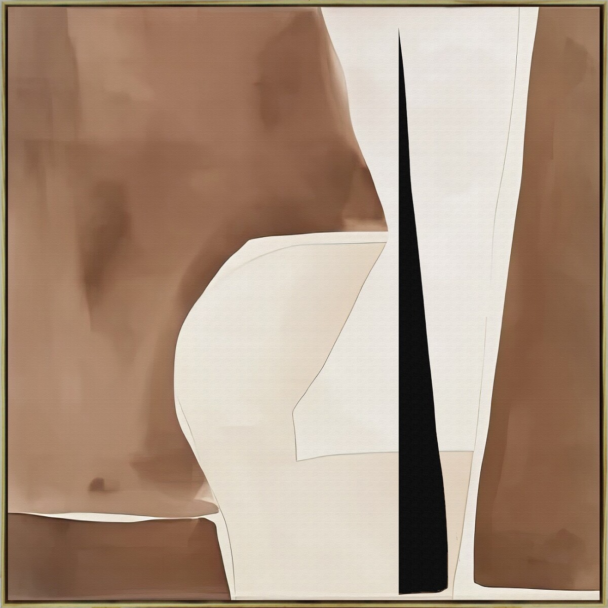 CUADRO CANVAS ABSTRACTO TONOS BEIGE Y MARRON MARCO MADERA 