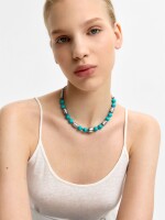 Collar Corto De Cuentas De Piedras azul