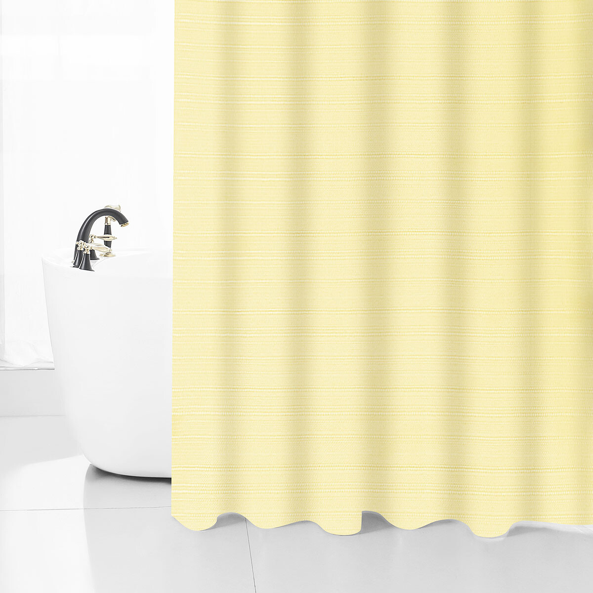 Cortina de Baño Home Class Jacquard Lisa 180 x 180 Cm. - AMARILLO 