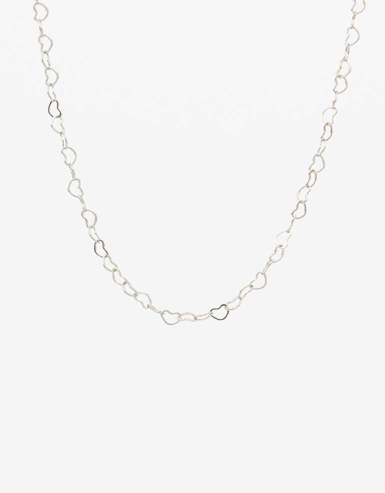 Collares Cortos Metal Collar Corto Metal Corazones - Plateado Rodio