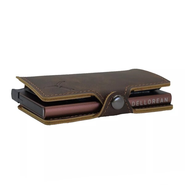 Billetera Tarjetero Dellorean Protección RFID Anticlonación Variante Color Marron