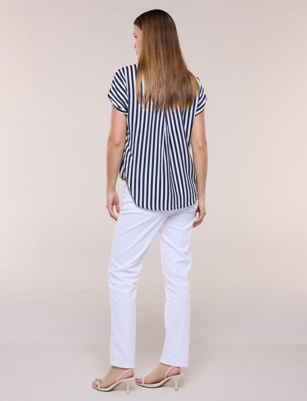 Camisa Rayas BLANCO/AZUL