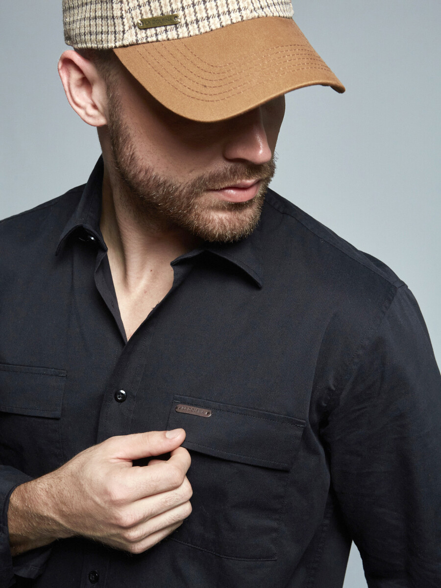 Camisa m/l lisa - negro 