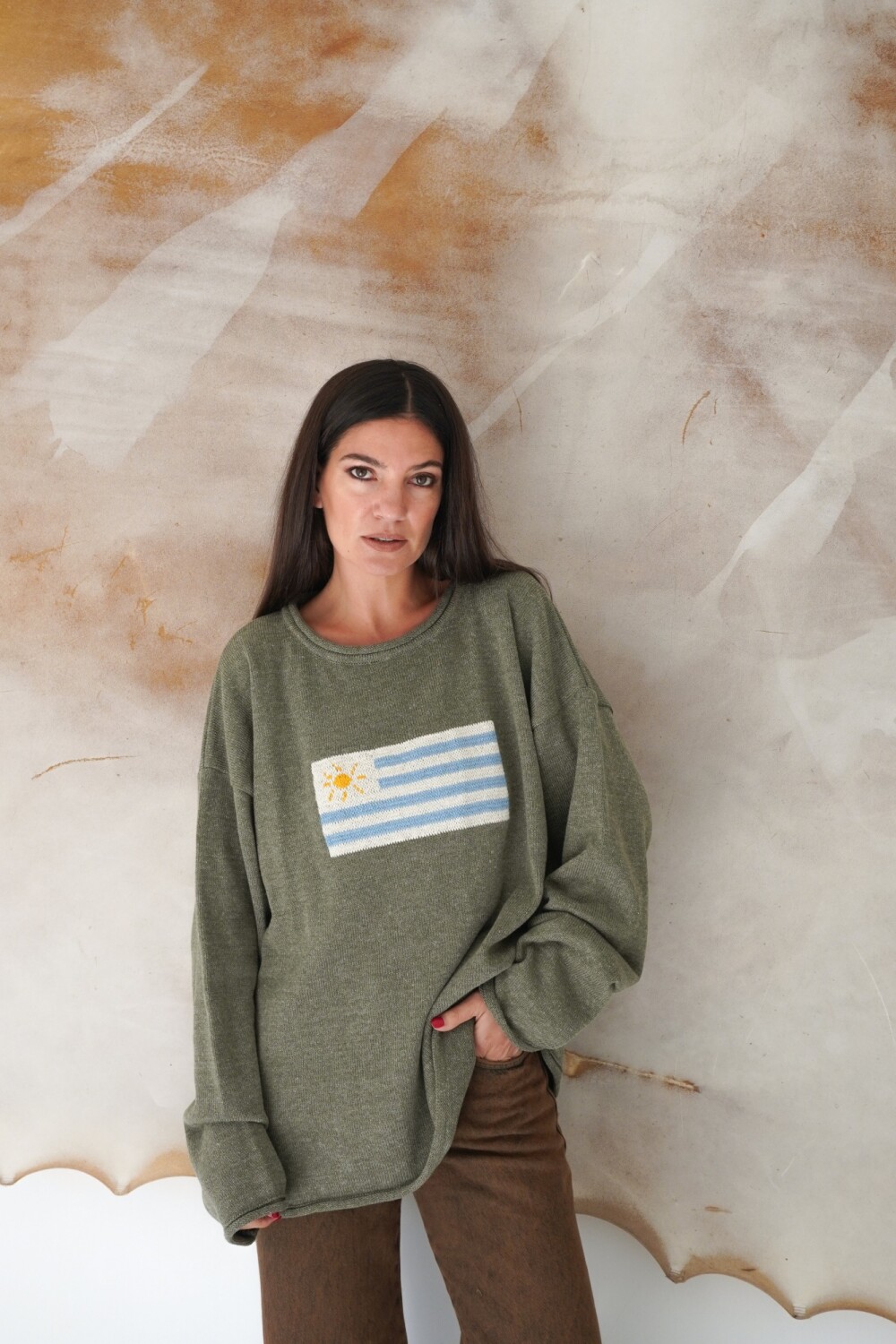 Sweater Flag Uruguay Verde Musgo