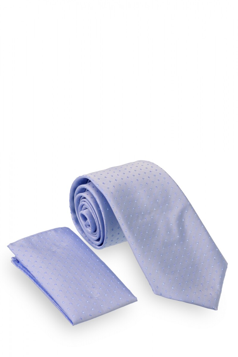 Corbata con pañuelo 8 cm celeste