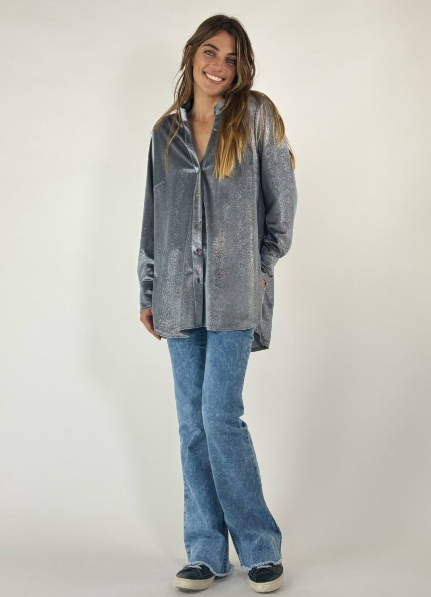 CAMISA VELVET ORNELLA - GRIS CON BRILLO 