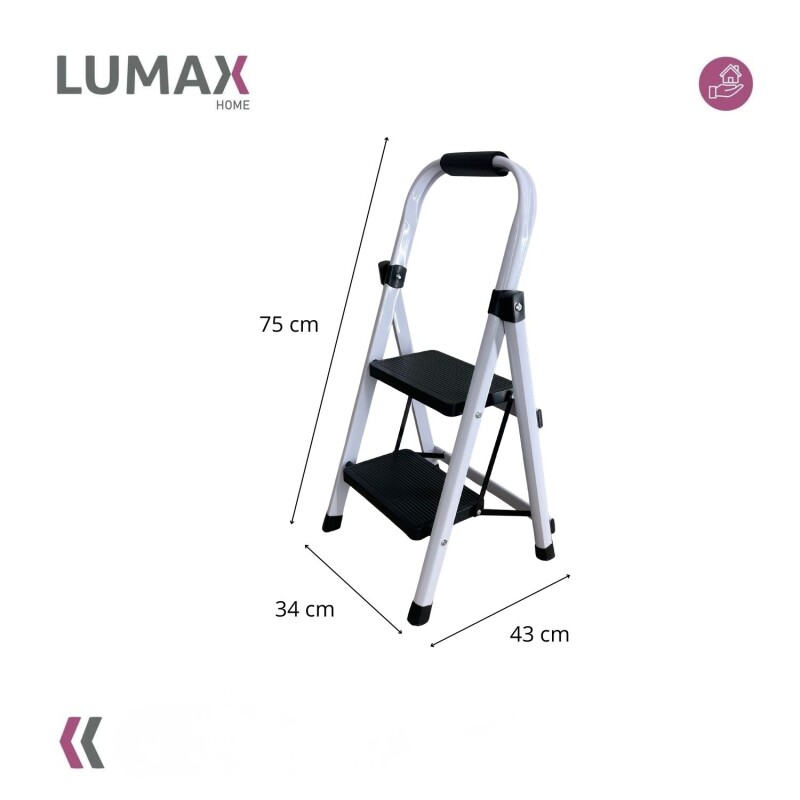 Escalera Tijera 2 Escalones De plastico Negro/Blanco