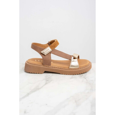 Sandalia Cuero Combinada Marrón