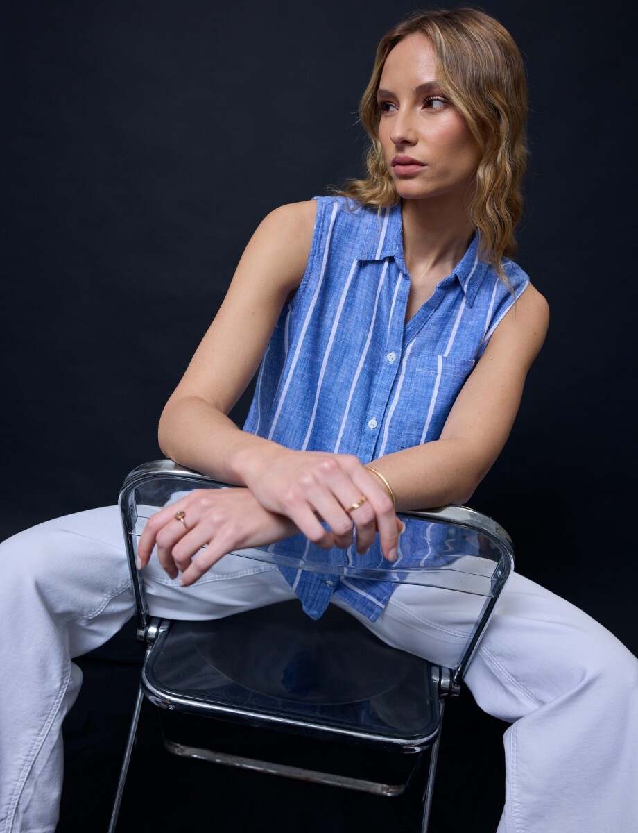 Camisa Lino - Azul/blanco 