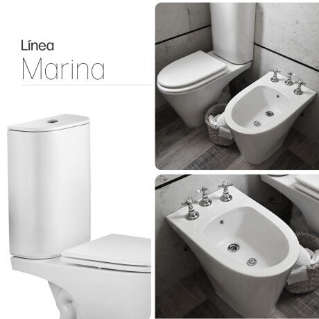 JUEGO INODORO LARGO MOCHILA TAPA Y BIDET MARINA BLANCO BLANCO