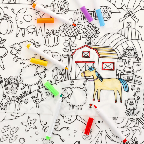 Lámina Para Colorear Lavables Granja Y Bajo El Mar Ub 001