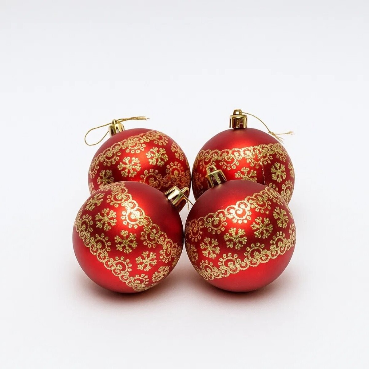 ESFERA DECORADA C/GLITTER 8CM X 4 UNIDADES ROJO 