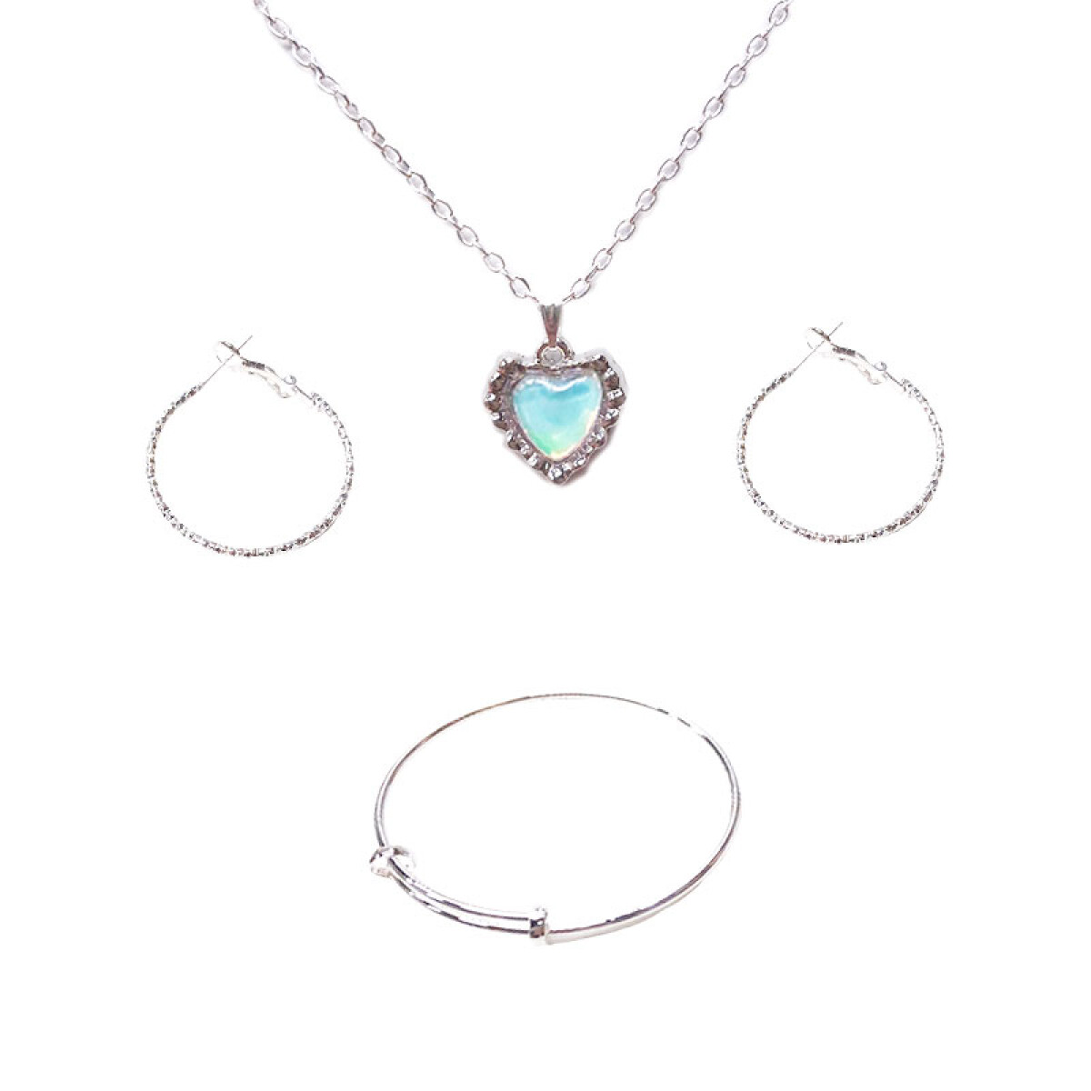 Collar, pulsera y aretes plateados - Collar, Pulsera Y Aretes Plateados 