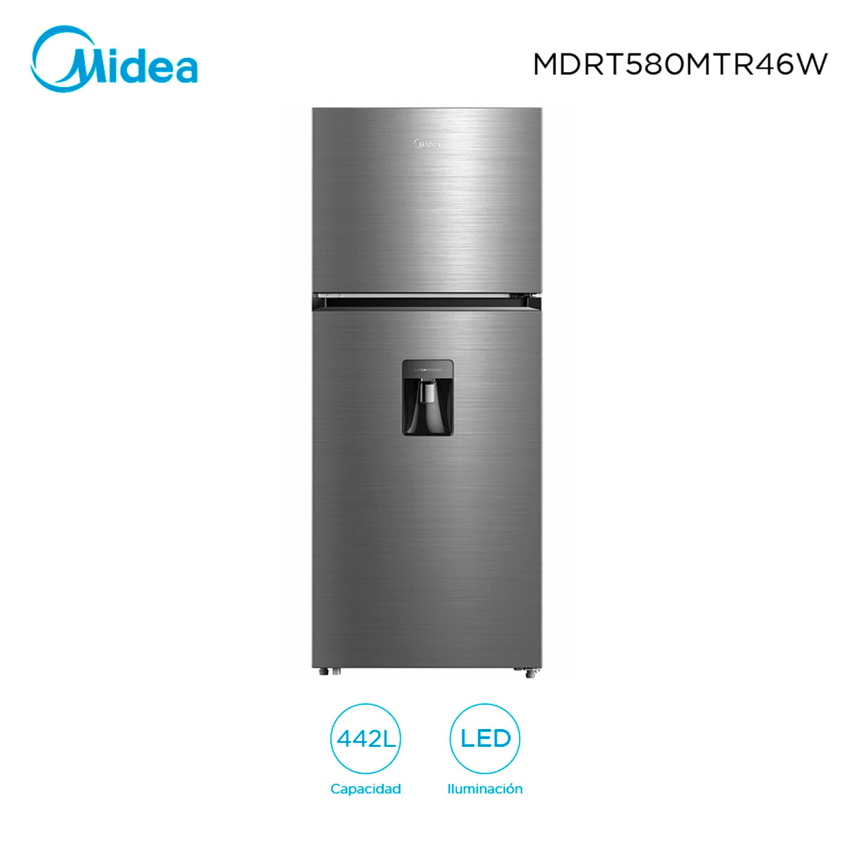 Heladera Inox Inverter 442 Lts. Midea Mdrt580mtr46w 