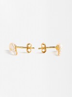 Pendientes De Perlas De Agua Dulce - Plata De Ley 925 dorado